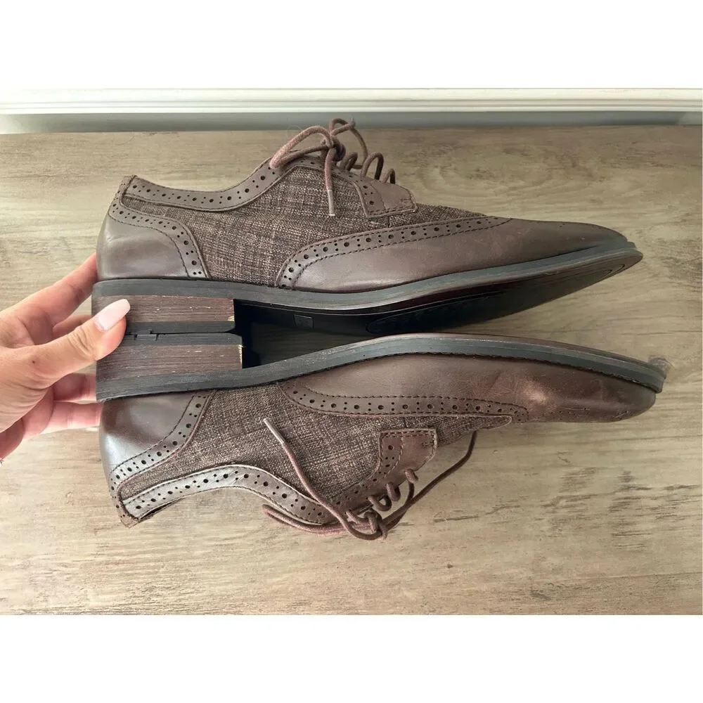 Vionic Oxford Roth men's lace-up dress wingtip in chestnut sz 10 comfort career
